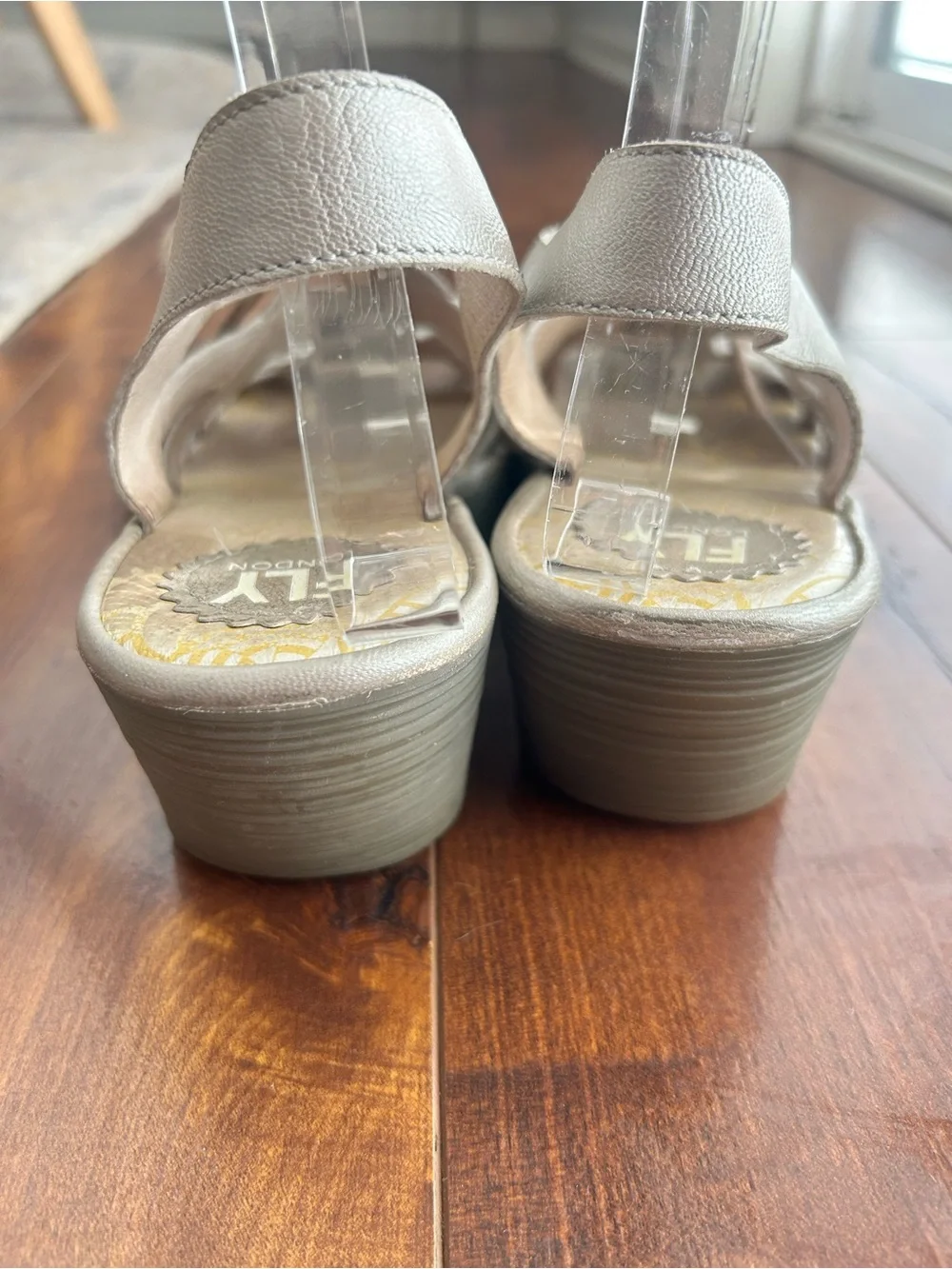 FLY London Women's Yapi Silver Leather Lace-Up Sandals